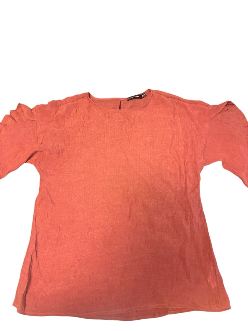 Doe & Rae Coral Ruffle-Sleeve Textured Blouse - Picture 2 of 5